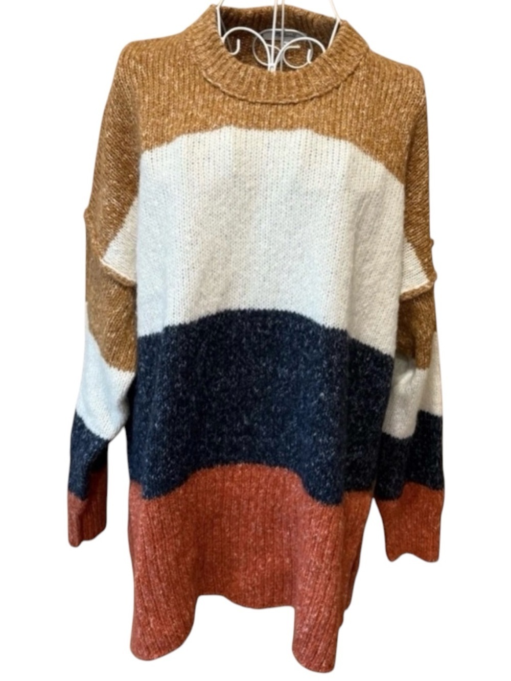 Madewell Alpaca Blend Colorblock Pullover Sweater Crew Neck Oversized Medium
